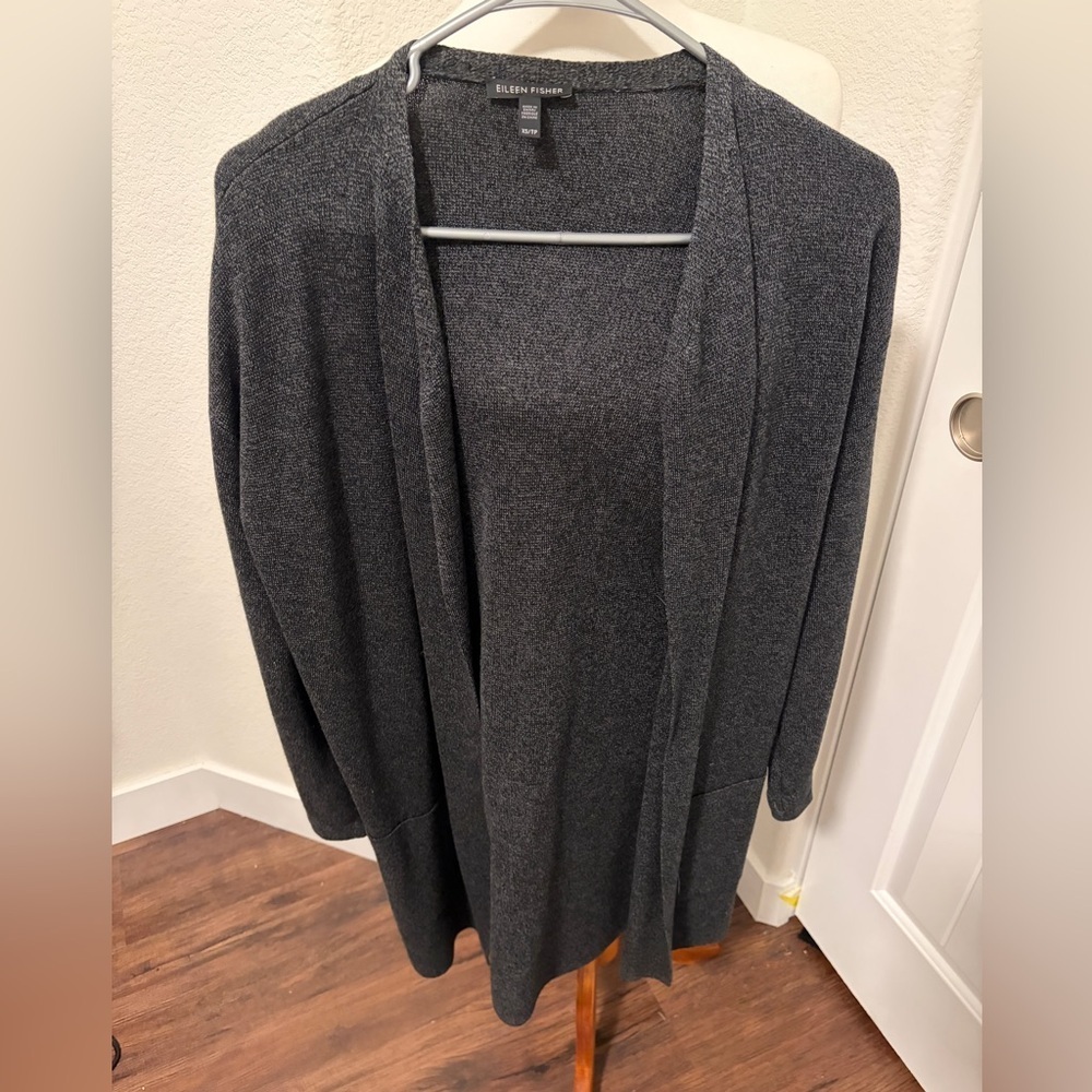 Eileen Fisher Charcoal Open Front Cardigan